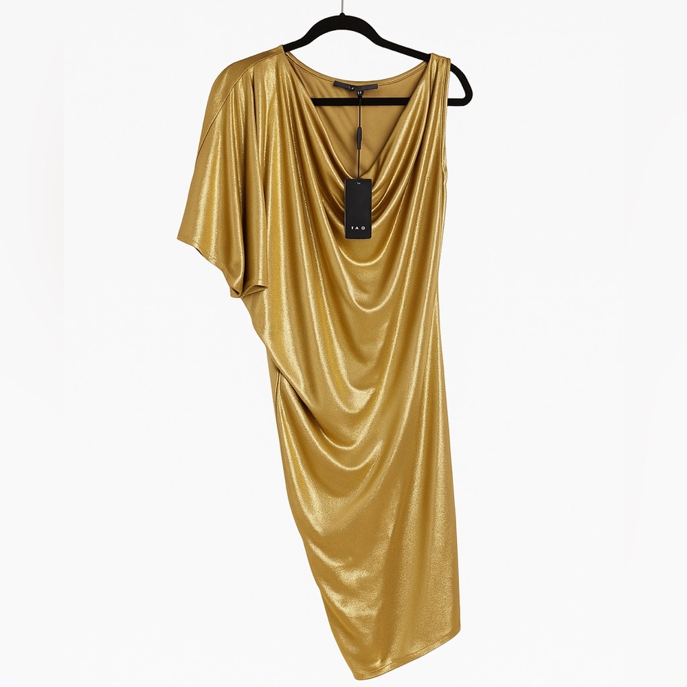 BCBGMaxAzria Gold Asymmetrical Dress